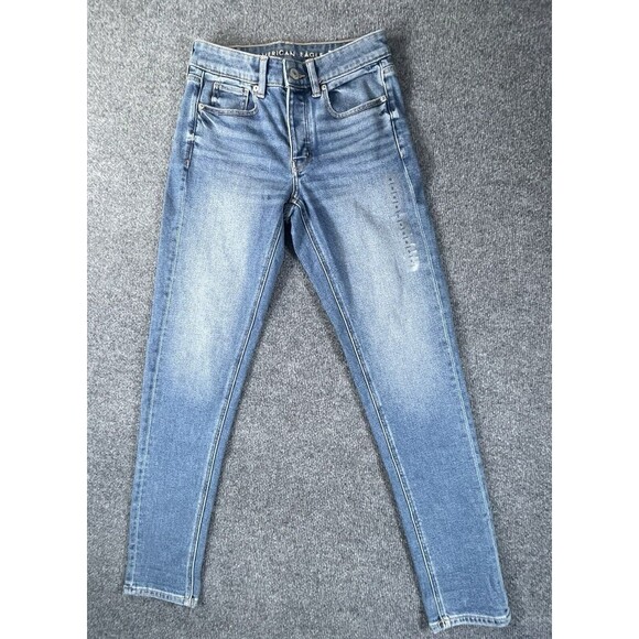 American Eagle Jeans Womens 0 Long Blue Tom Girl Stretch Light Wash Tag - Picture 1 of 11